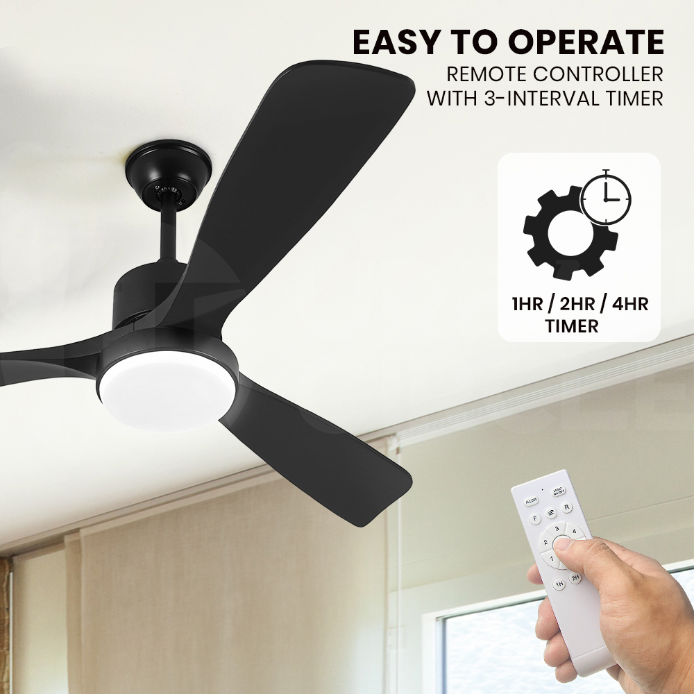 Krear 52" Ceiling Fan Wooden Blades DC Motor 6 Speed Remote Control LED Light - Picture 7 of 23