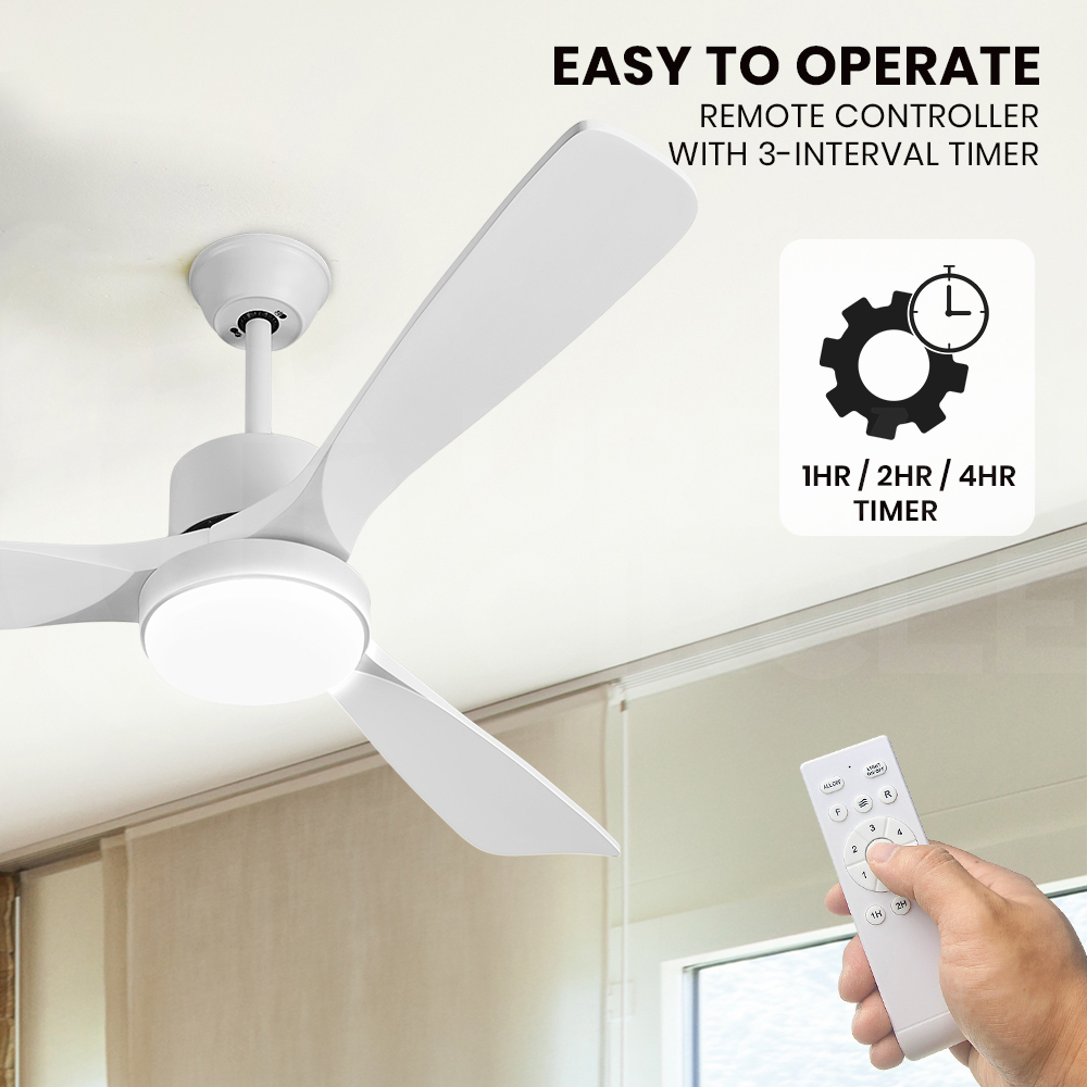 Krear Ceiling Fan With Light Remote Control 52'' DC Wood Blade Strong Wind Timer - Picture 50 of 55
