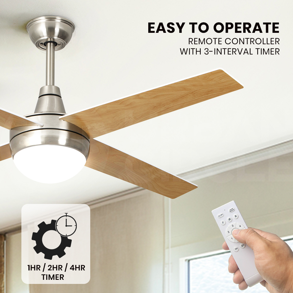 Krear 52'' Ceiling Fan with LED Light Remote Control Fans 4 Wood Blades 1320mm - Picture 39 of 88