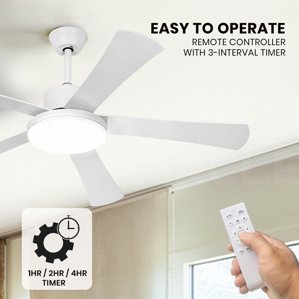 Krear 52" Inch Ceiling Fan Wooden Blades DC Motor Fans Light LED Remote Control - Picture 282 of 312