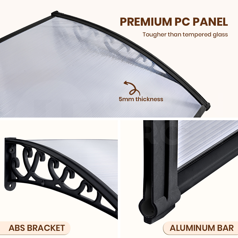 Groverdi Window Door Awning Outdoor Canopy Patio Rain Shield Cover DIY 1M-3M - Picture 17 of 163