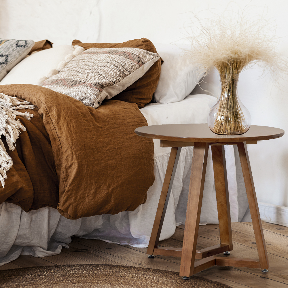 Furb Round Coffee Table Wooden End Table Side Table for Home Living Room 60/80CM - Picture 28 of 55