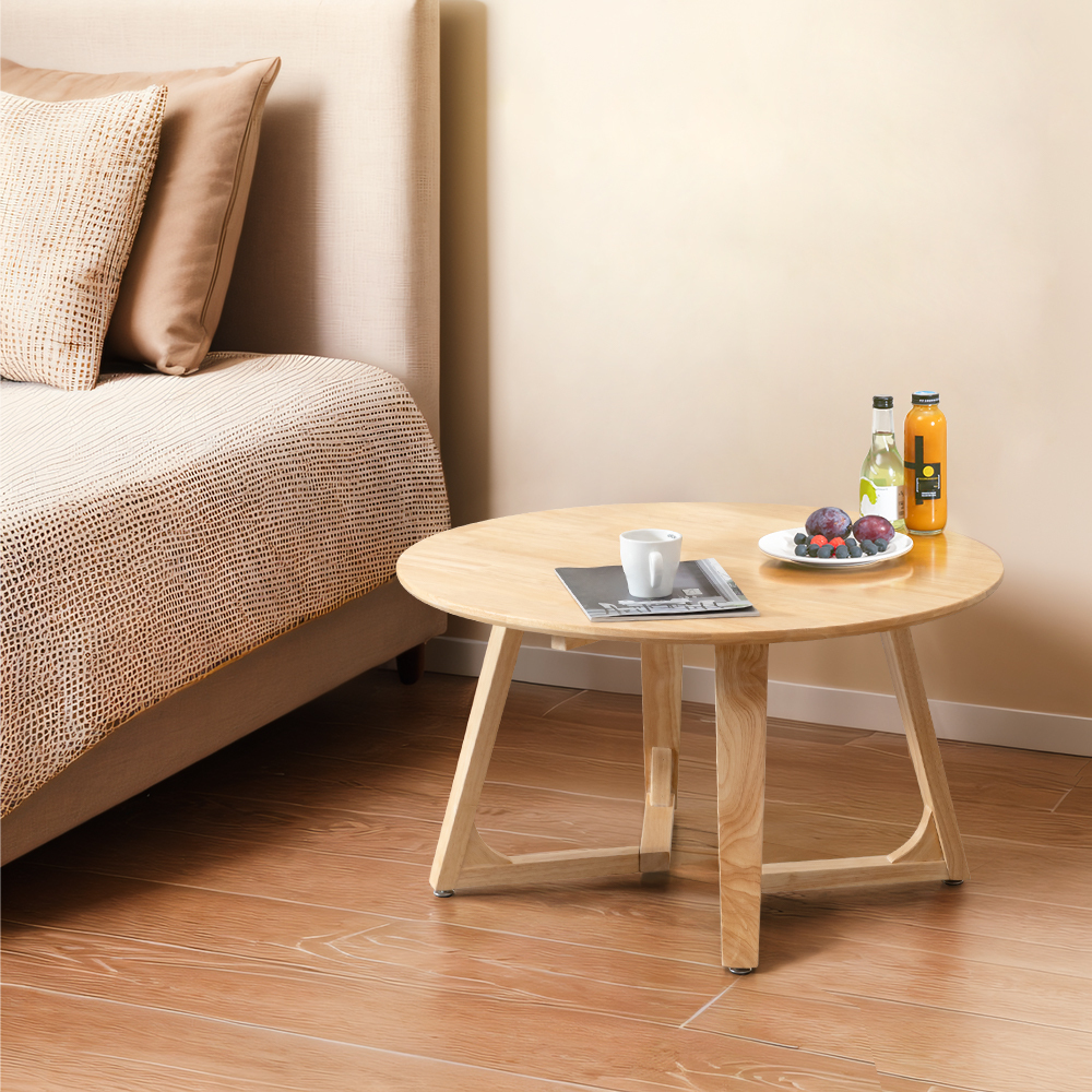 Furb Round Coffee Table Wooden End Table Side Table for Home Living Room 60/80CM - Picture 39 of 55