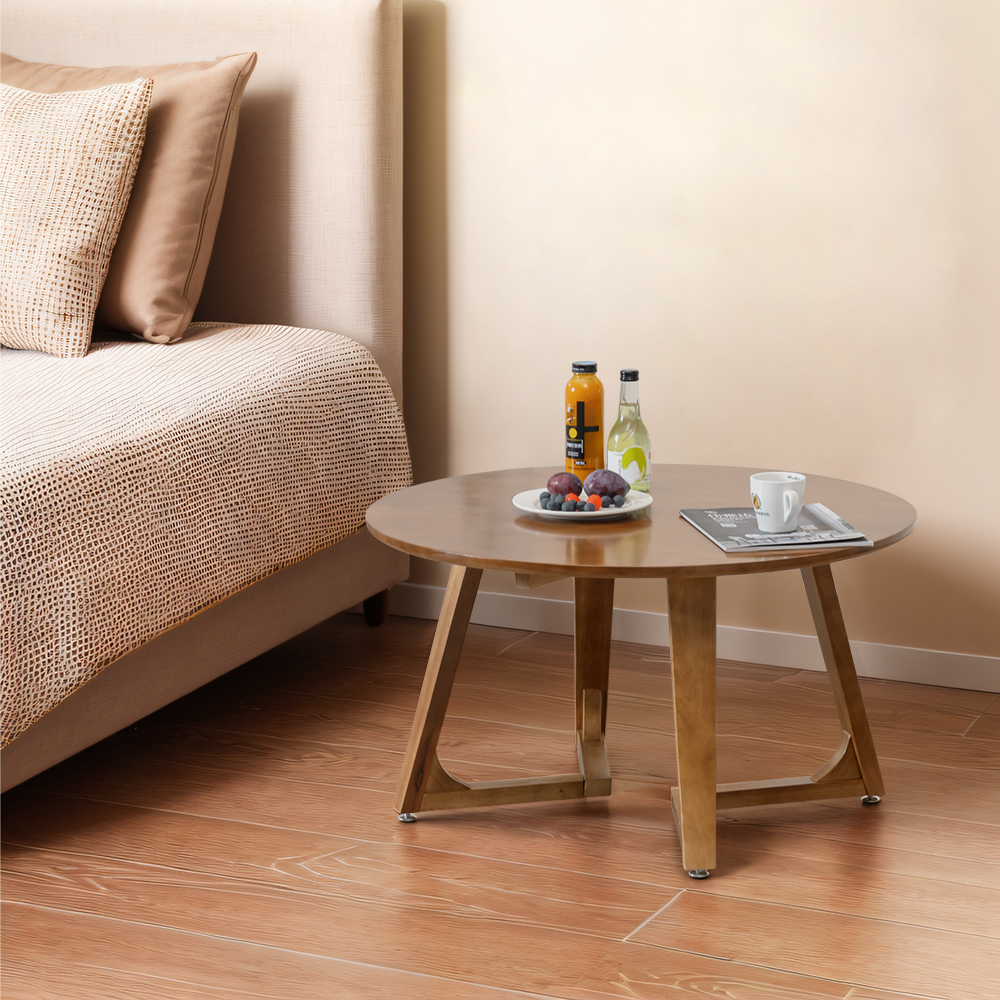 Furb Round Coffee Table Wooden End Table Side Table for Home Living Room 60/80CM - Picture 50 of 55