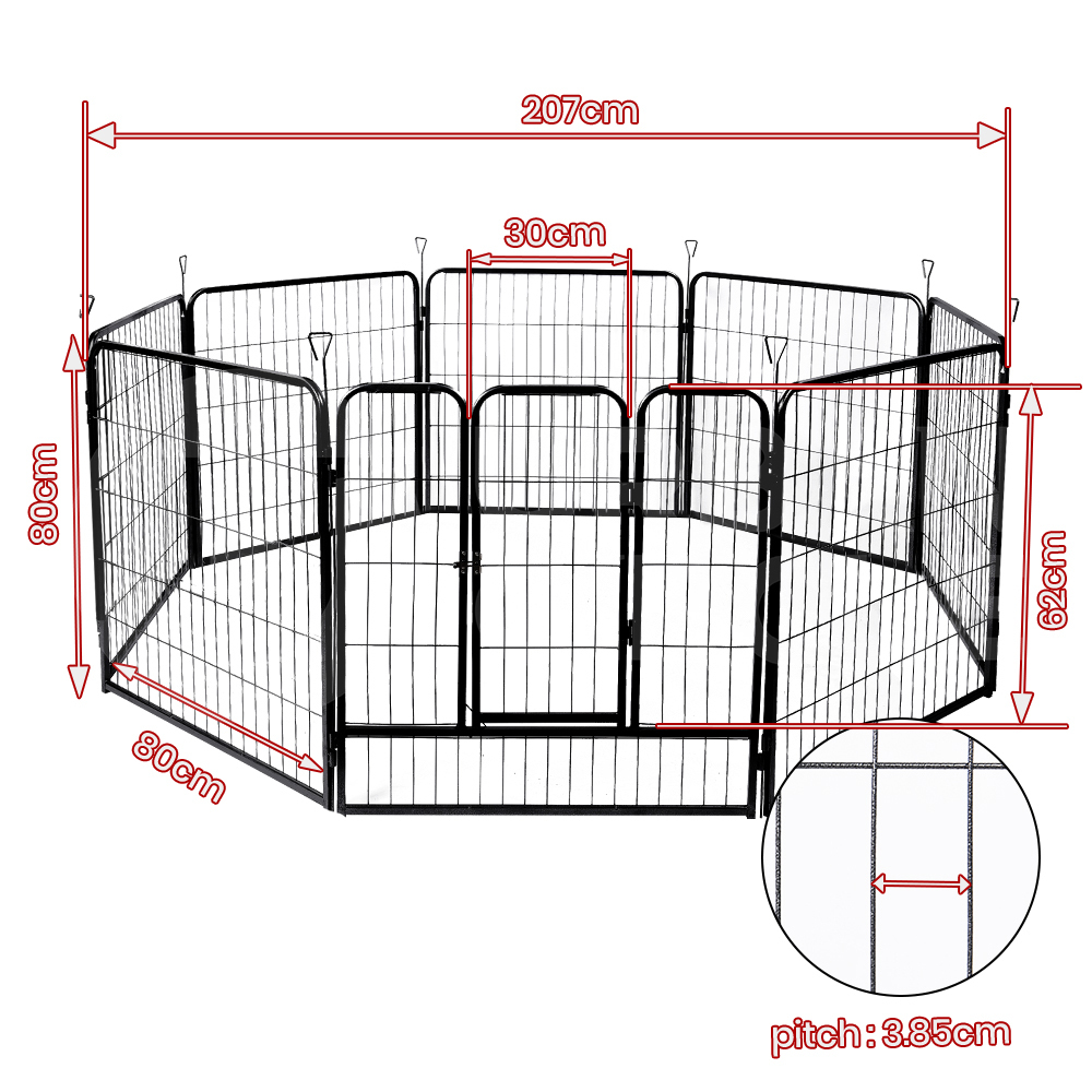 Taily 8 Panel Pet Playpen Dog Puppy Exercise Cage Enclosure Fence Cat Play Pen - Picture 70 of 72