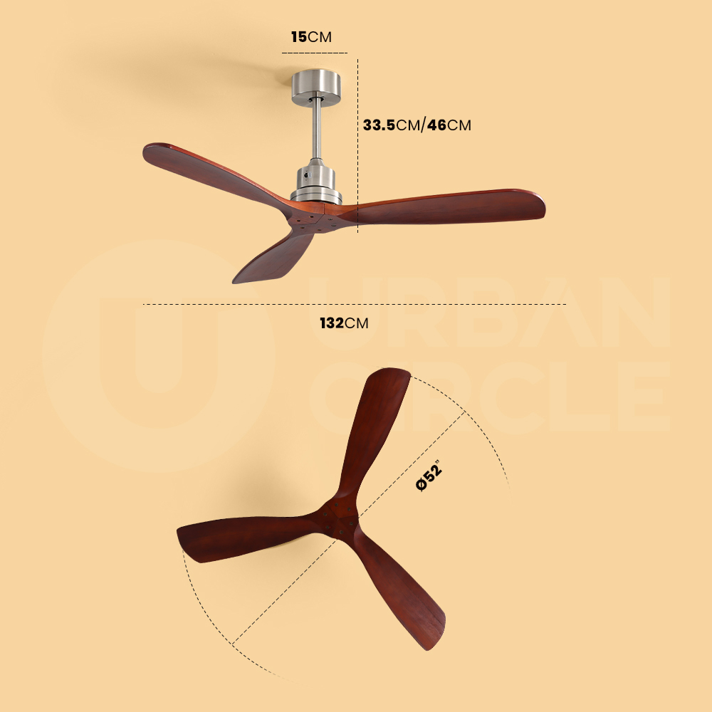 Krear 52" Inch Ceiling Fan Wooden Blades DC Motor Fans Light LED Remote Control - Picture 19 of 312