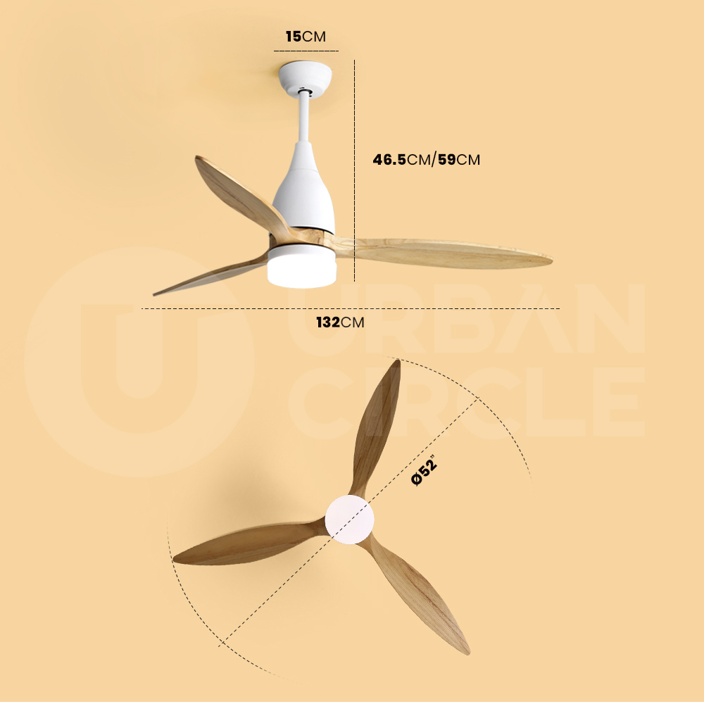 Krear 52" Inch Ceiling Fan Wooden Blades DC Motor Fans Light LED Remote Control - Picture 91 of 312