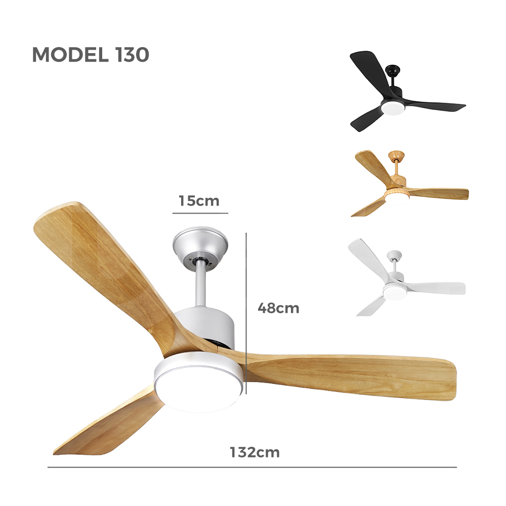 Krear 52" Inch Ceiling Fan Wooden Blades DC Motor Fans Light LED Remote Control - Picture 151 of 312
