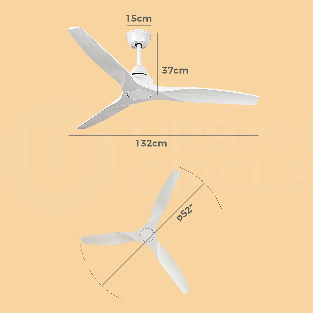 Krear 52" Inch Ceiling Fan Wooden Blades DC Motor Fans Light LED Remote Control - Picture 187 of 312