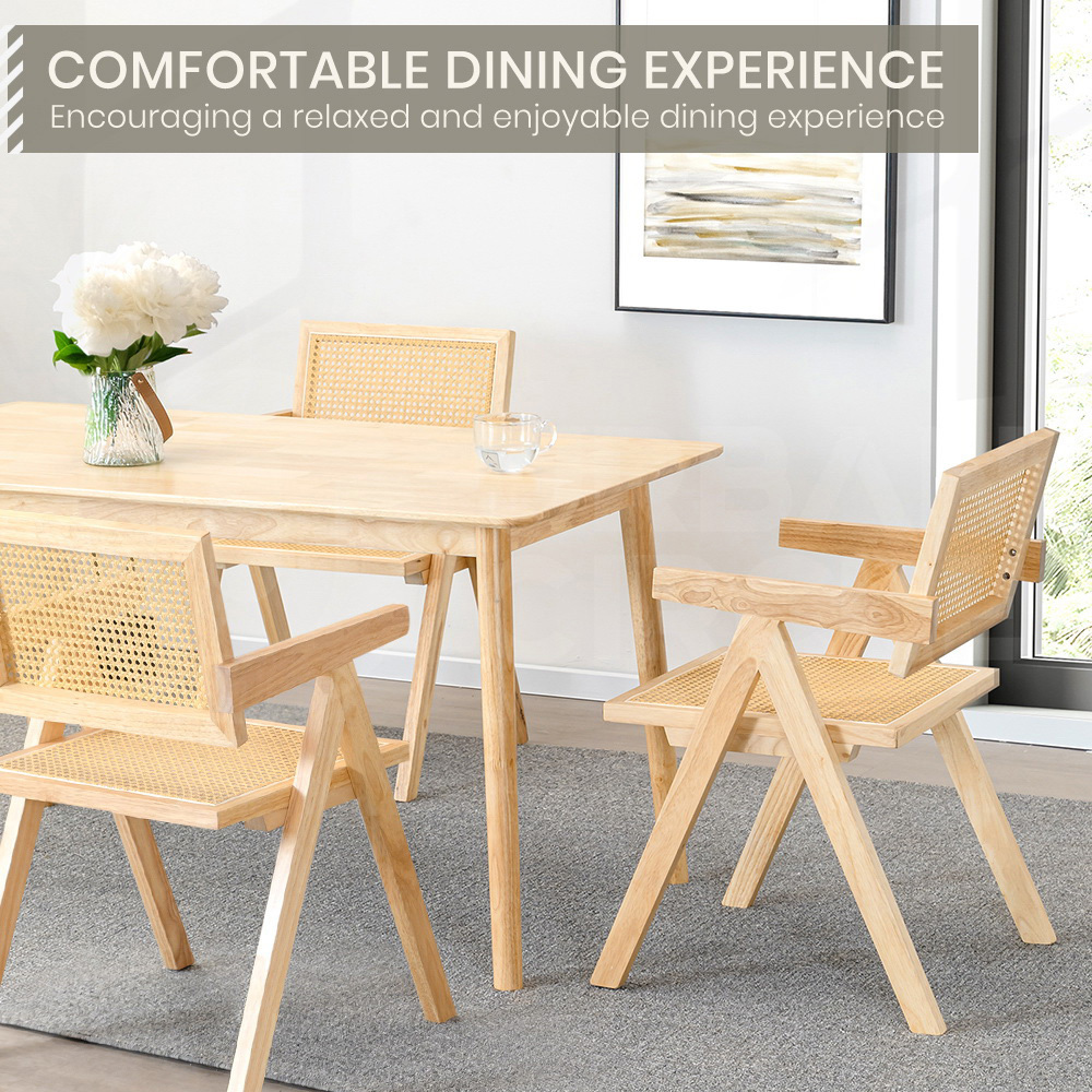 Furb 2x Dining Chairs Rattan Chair Wooden Accent Chair Oak - Picture 43 of 45