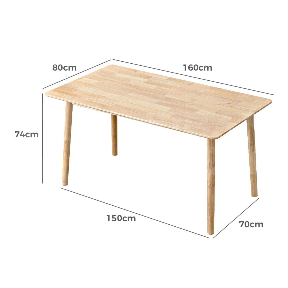 Furb Dining Table Wooden Frame Rectangle Oak 80x80/120x60/140x80/160x80cm - Picture 43 of 60
