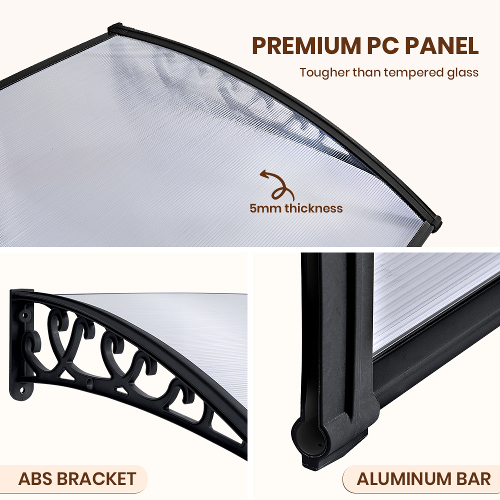 Groverdi Window Door Awning Outdoor Canopy Patio Rain Shield Cover DIY 1M-3M - Picture 161 of 163