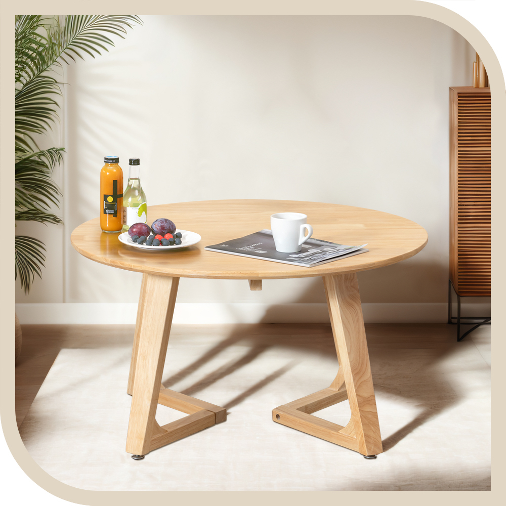 Furb Round Coffee Table Wooden End Table Side Table for Home Living Room 60/80CM - Picture 18 of 55
