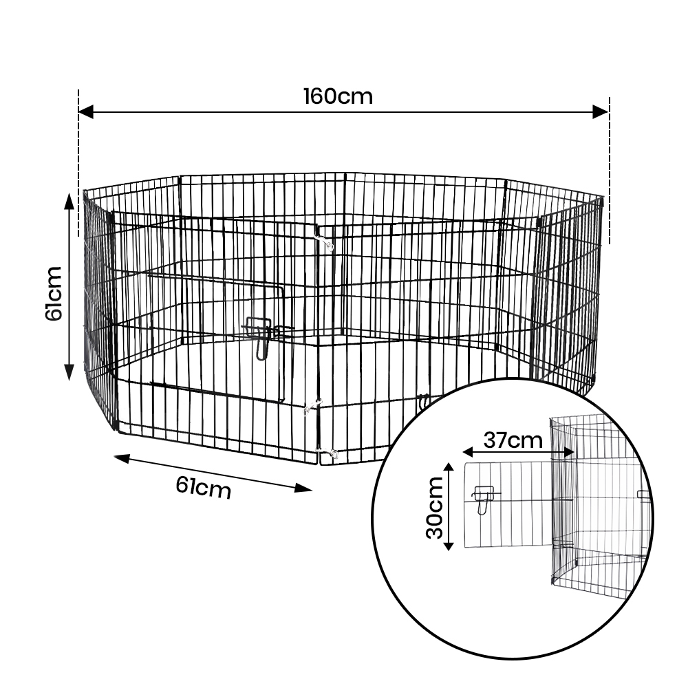 Taily 8 Panel Pet Playpen Dog Puppy Exercise Cage Enclosure Fence Cat Play Pen - Picture 17 of 72