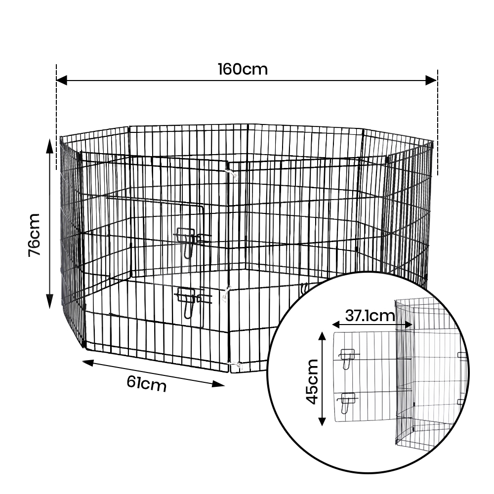Taily 8 Panel Pet Playpen Dog Puppy Exercise Cage Enclosure Fence Cat Play Pen - Picture 26 of 72