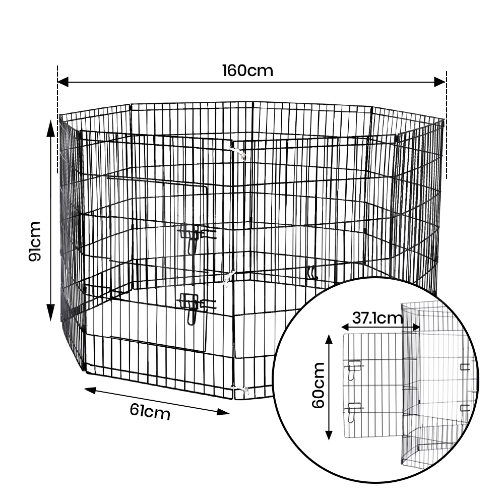 Taily 8 Panel Pet Playpen Dog Puppy Exercise Cage Enclosure Fence Cat Play Pen - Picture 35 of 72