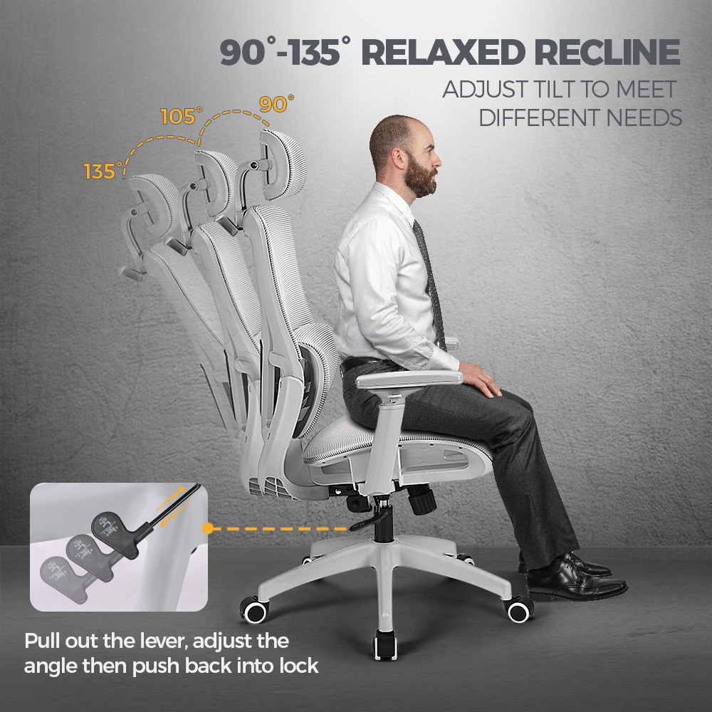 Furb Ergonomic Office Chair Mesh Computer Desk Chair Tilt Mesh Seat - Picture 20 of 36