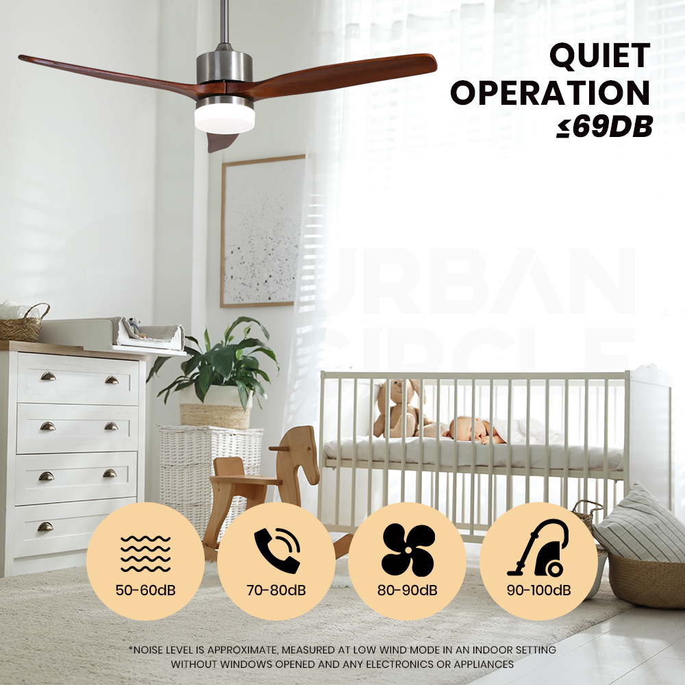 Krear 52" Inch Ceiling Fan Wooden Blades DC Motor Fans Light LED Remote Control - Picture 56 of 312