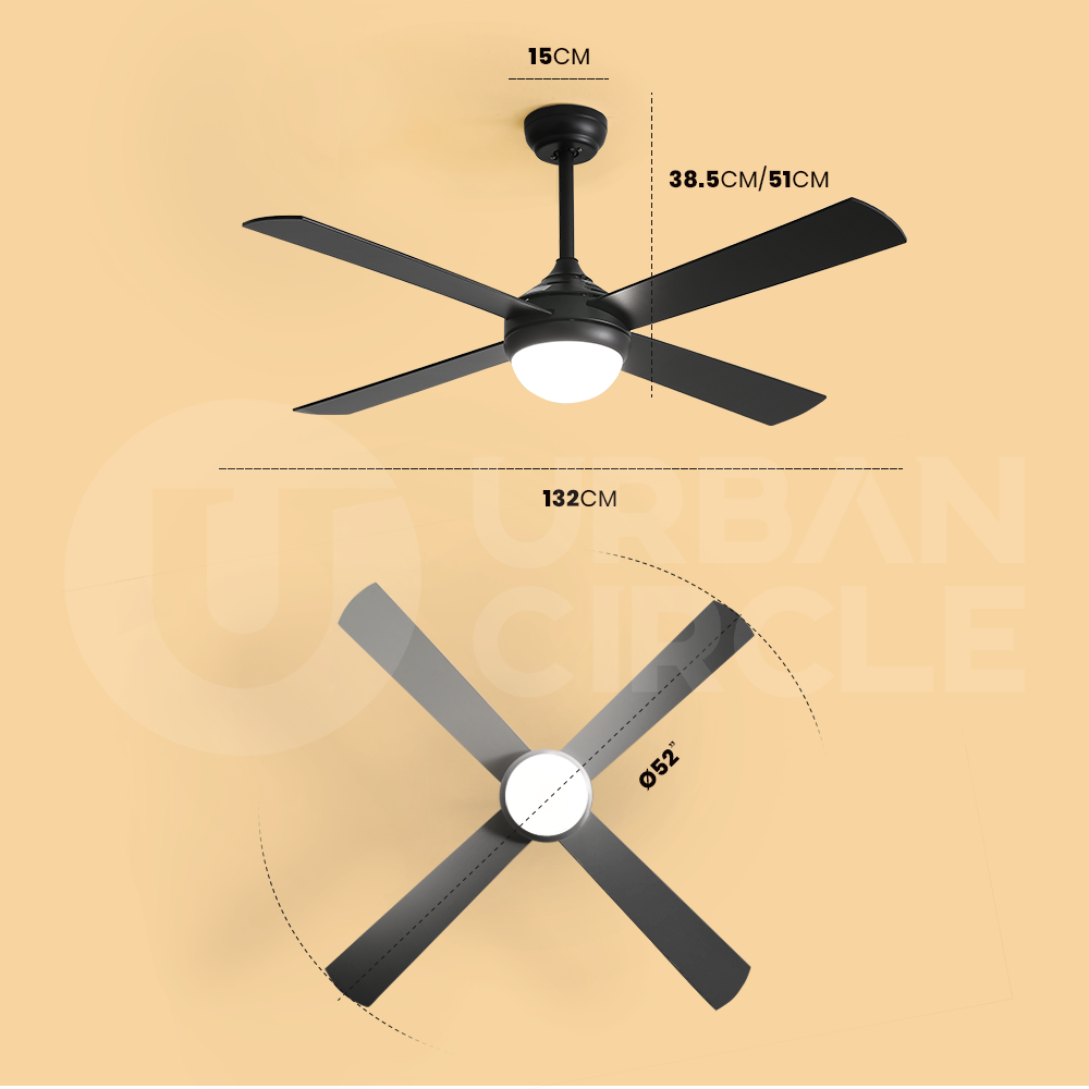 Krear 52" Inch Ceiling Fan Wooden Blades DC Motor Fans Light LED Remote Control - Picture 68 of 312