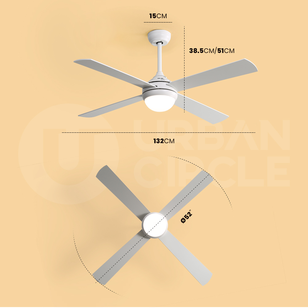 Krear 52" Inch Ceiling Fan Wooden Blades DC Motor Fans Light LED Remote Control - Picture 80 of 312