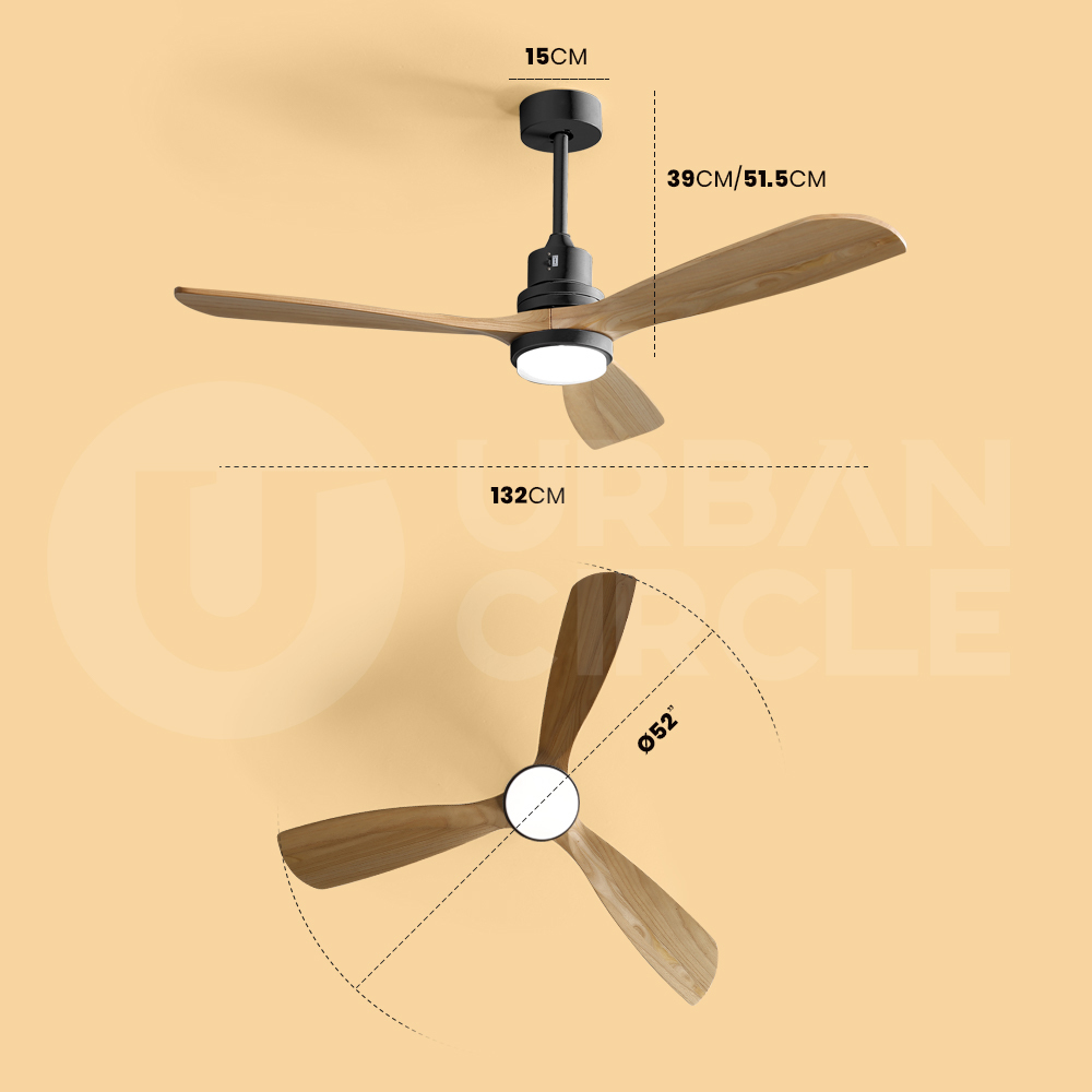 Krear 52" Inch Ceiling Fan Wooden Blades DC Motor Fans Light LED Remote Control - Picture 104 of 312