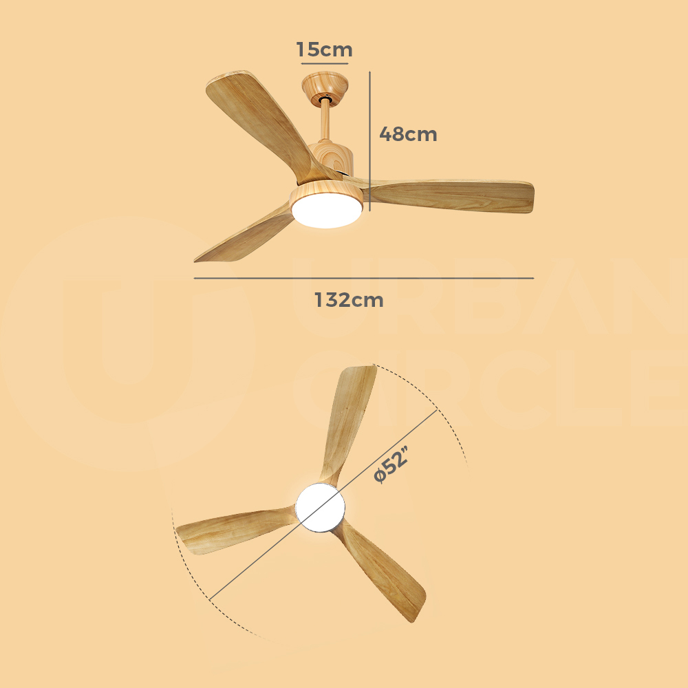 Krear Ceiling Fan With Light Remote Control 52'' DC Wood Blade Strong Wind Timer - Picture 41 of 55