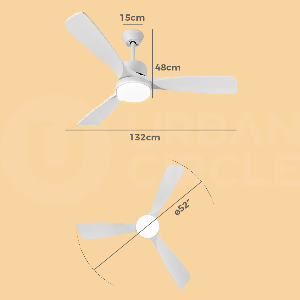 Krear Ceiling Fan With Light Remote Control 52'' DC Wood Blade Strong Wind Timer - Picture 52 of 55