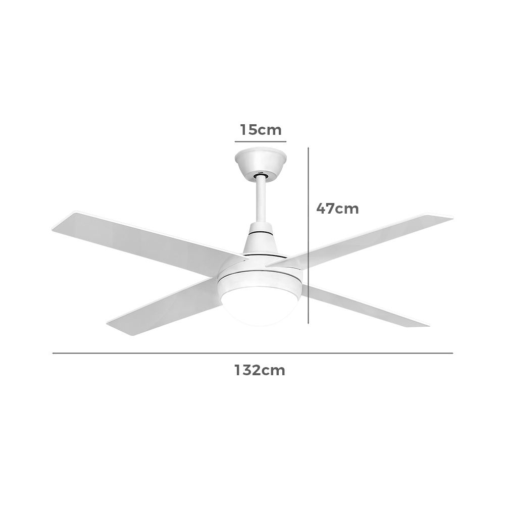 Krear 52'' Ceiling Fan with LED Light Remote Control Fans 4 Wood Blades 1320mm - Picture 52 of 88