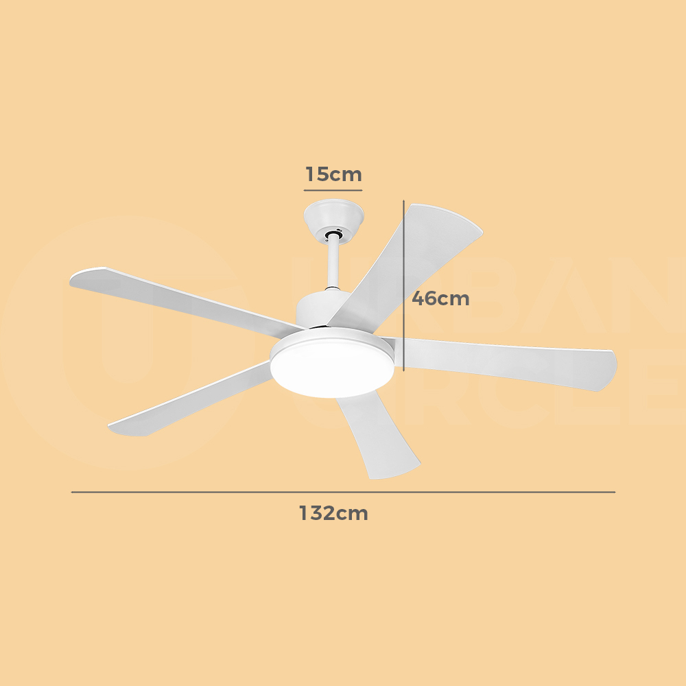 Krear 52" Inch Ceiling Fan Wooden Blades DC Motor Fans Light LED Remote Control - Picture 284 of 312