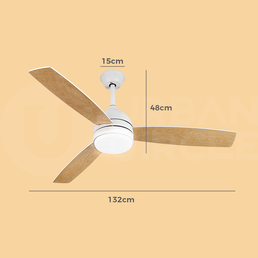 Krear 52" Inch Ceiling Fan Wooden Blades DC Motor Fans Light LED Remote Control - Picture 308 of 312