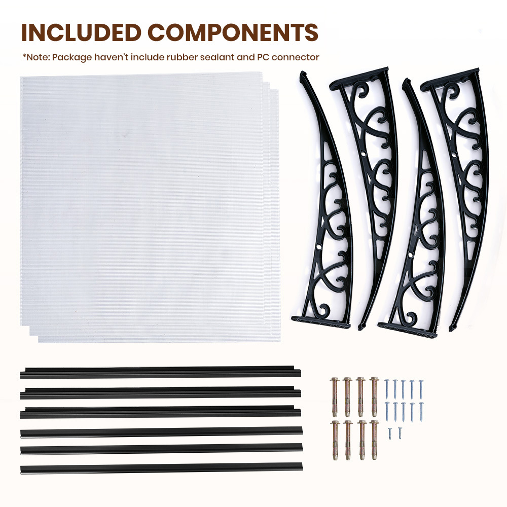 Groverdi Window Door Awning Outdoor Canopy Patio Rain Shield Cover DIY 1M-3M - Picture 141 of 163