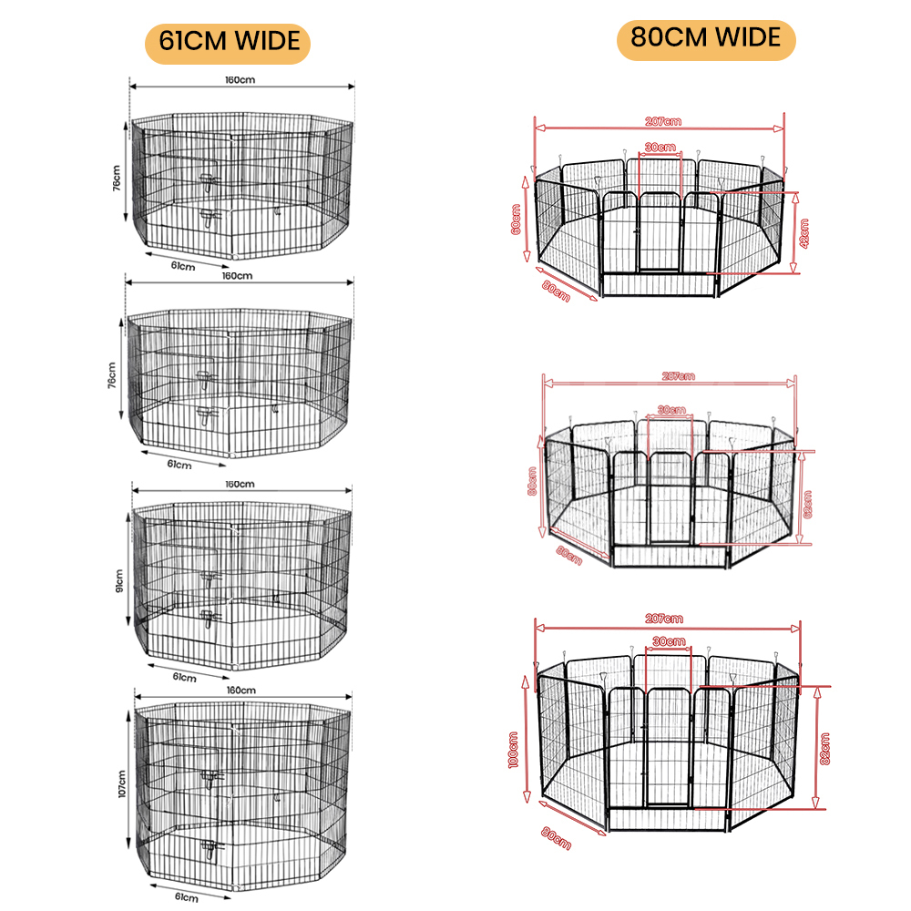 Taily 8 Panel Pet Playpen Dog Puppy Exercise Cage Enclosure Fence Cat Play Pen - Picture 18 of 72
