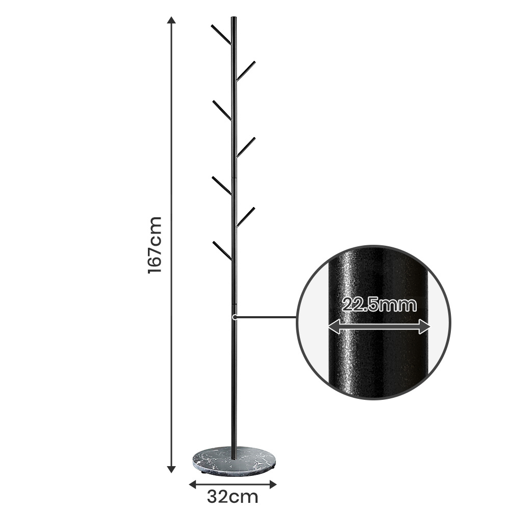 Furb Coat Rack Steel Clothes Stand Tree Hanger Hat Garment Hook Marble