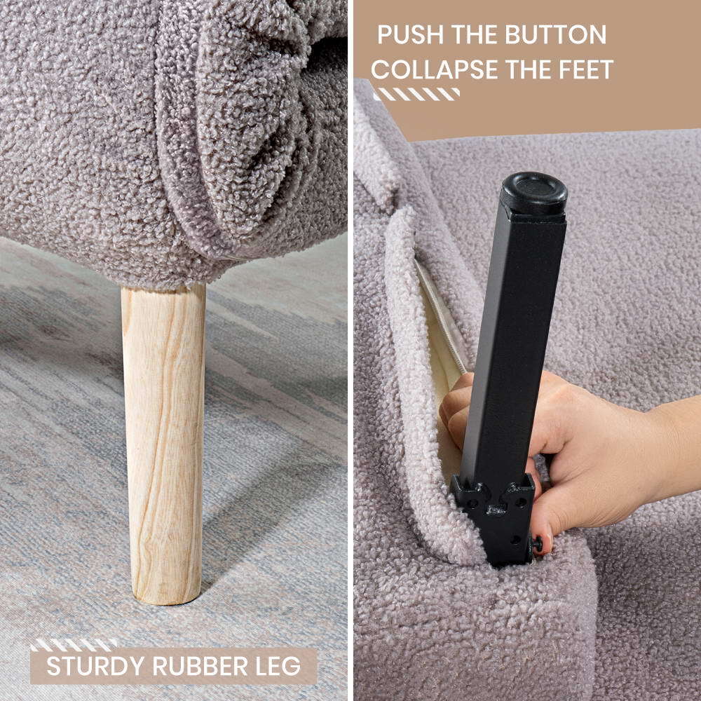 Furb Sofa Bed Lounge Chair Sherpa Fabric Folding Recliner Single/Double Seat - Picture 97 of 99