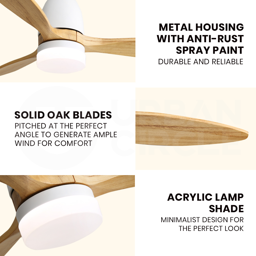 Krear 52" Inch Ceiling Fan Wooden Blades DC Motor Fans Light LED Remote Control - Picture 93 of 312