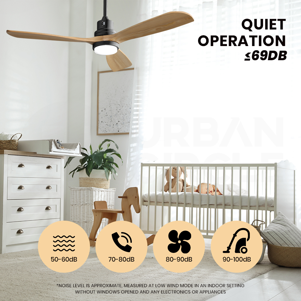 Krear 52" Inch Ceiling Fan Wooden Blades DC Motor Fans Light LED Remote Control - Picture 105 of 312