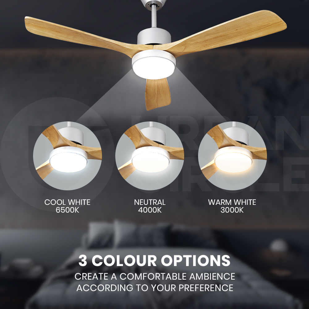 Krear 52" Inch Ceiling Fan Wooden Blades DC Motor Fans Light LED Remote Control - Picture 141 of 312