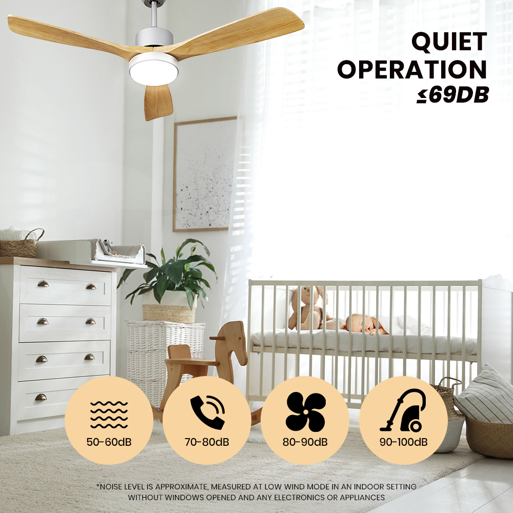 Krear Ceiling Fan With Light Remote Control 52'' DC Wood Blade Strong Wind Timer - Picture 31 of 55