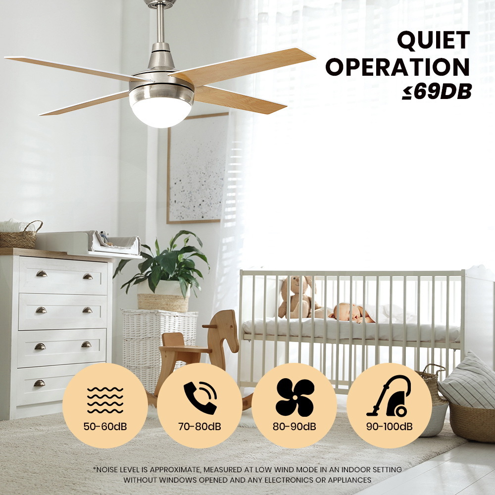 Krear 52'' Ceiling Fan with LED Light Remote Control Fans 4 Wood Blades 1320mm - Picture 42 of 88