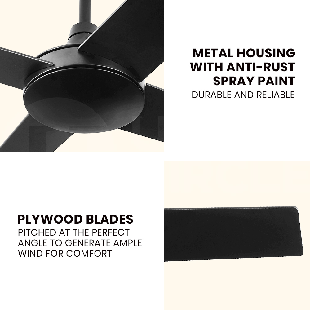Krear 52'' Ceiling Fan with LED Light Remote Control Fans 4 Wood Blades 1320mm - Picture 64 of 88