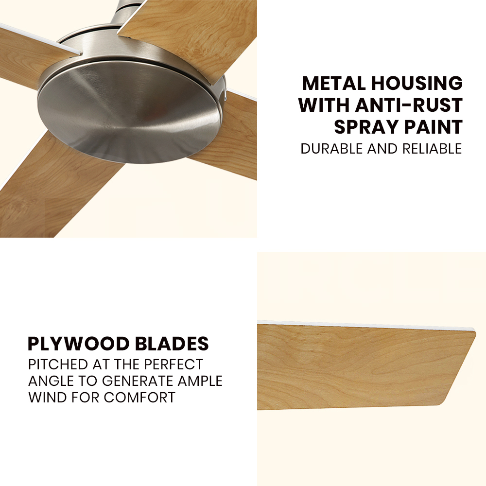 Krear 52'' Ceiling Fan with LED Light Remote Control Fans 4 Wood Blades 1320mm - Picture 75 of 88