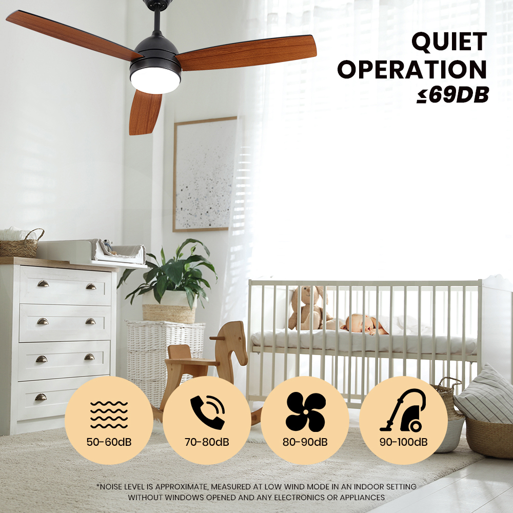 Krear 52" Inch Ceiling Fan Wooden Blades DC Motor Fans Light LED Remote Control - Picture 297 of 312