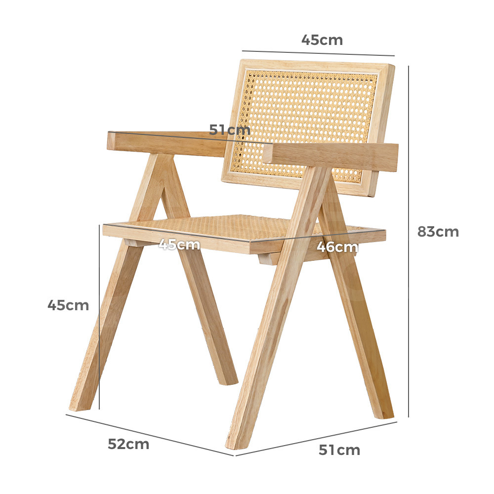 Furb 2x Dining Chairs Rattan Chair Wooden Accent Chair Oak - Picture 45 of 45