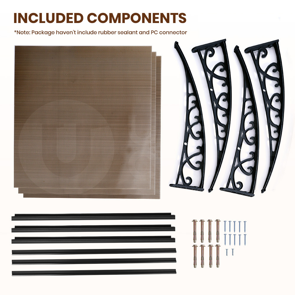 Groverdi Window Door Awning Outdoor Canopy Patio Rain Shield Cover DIY 1M-3M - Picture 152 of 163
