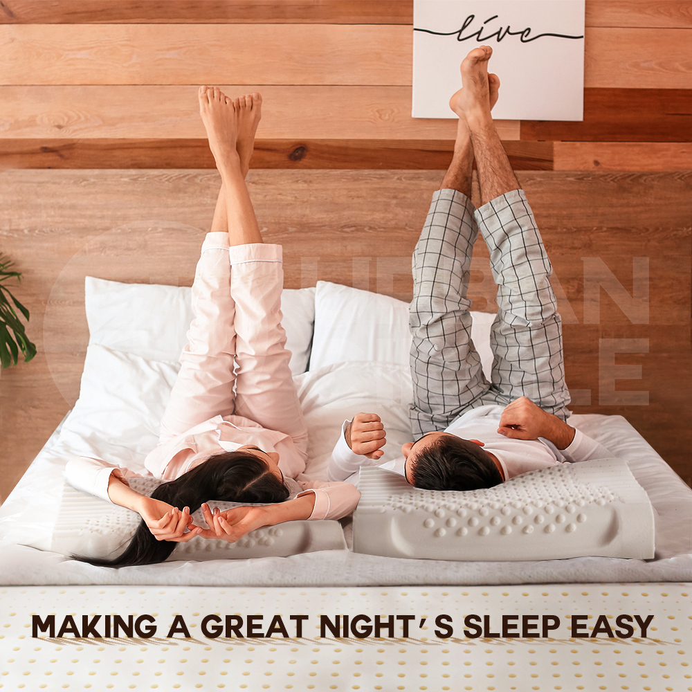 Mona Bedding 2x Natural Latex Pillow w Cover Medium Feel Standard 3 Zone Contour - Picture 14 of 48