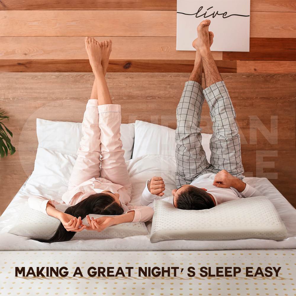 Mona Bedding 2x Natural Latex Pillow w Cover Medium Feel Standard 3 Zone Contour - Picture 25 of 48