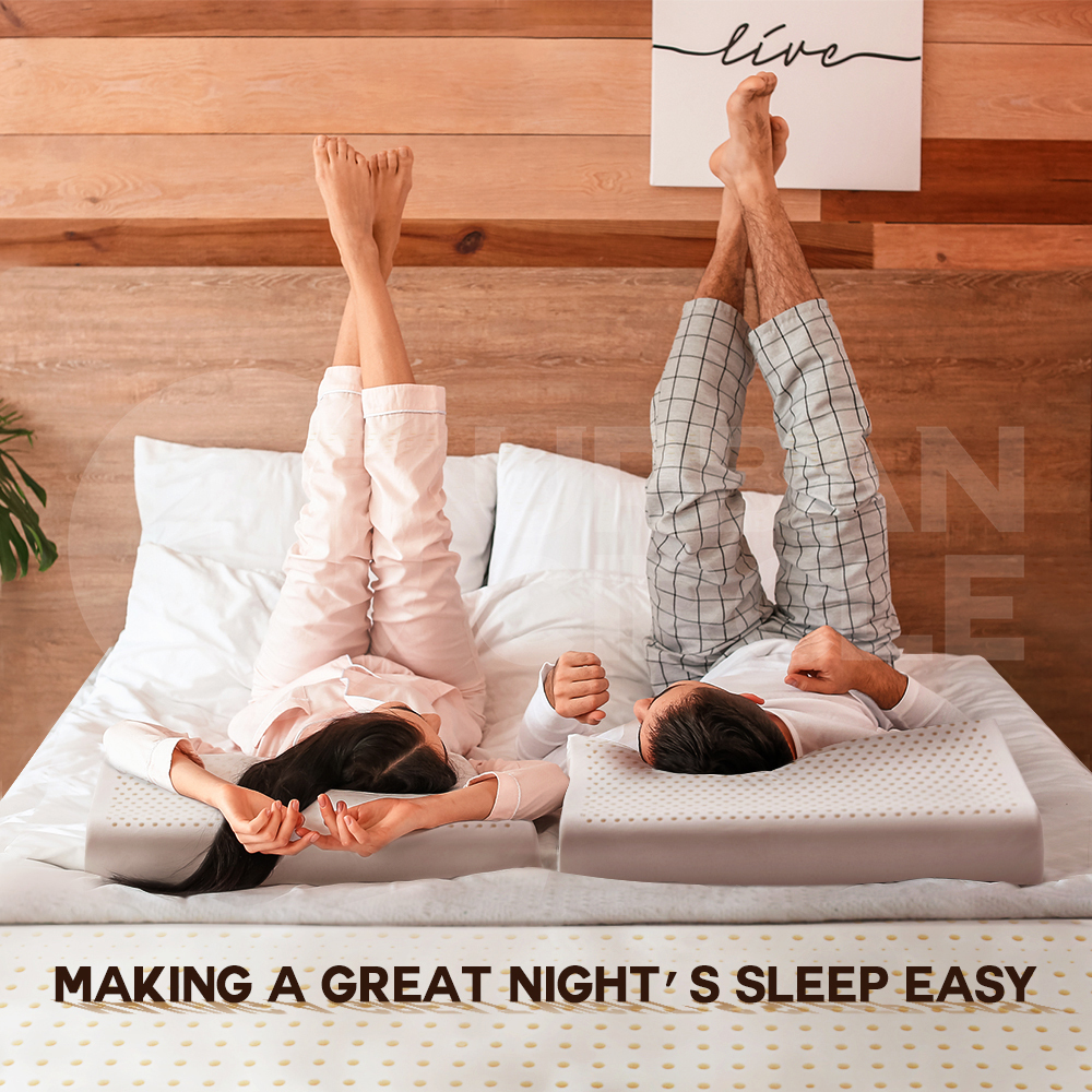 Mona Bedding 2x Natural Latex Pillow w Cover Medium Feel Standard 3 Zone Contour - Picture 46 of 48