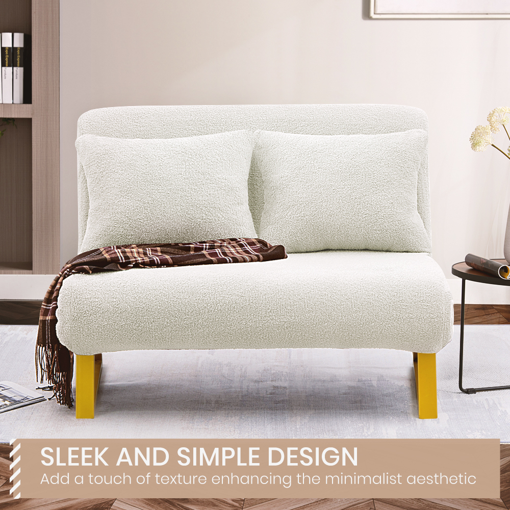 Furb Sofa Bed Lounge Chair Sherpa Fabric Folding Recliner Single/Double Seat - Picture 21 of 99