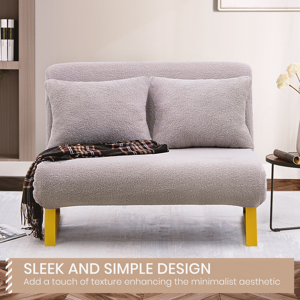 Furb Sofa Bed Lounge Chair Sherpa Fabric Folding Recliner Single/Double Seat - Picture 32 of 99