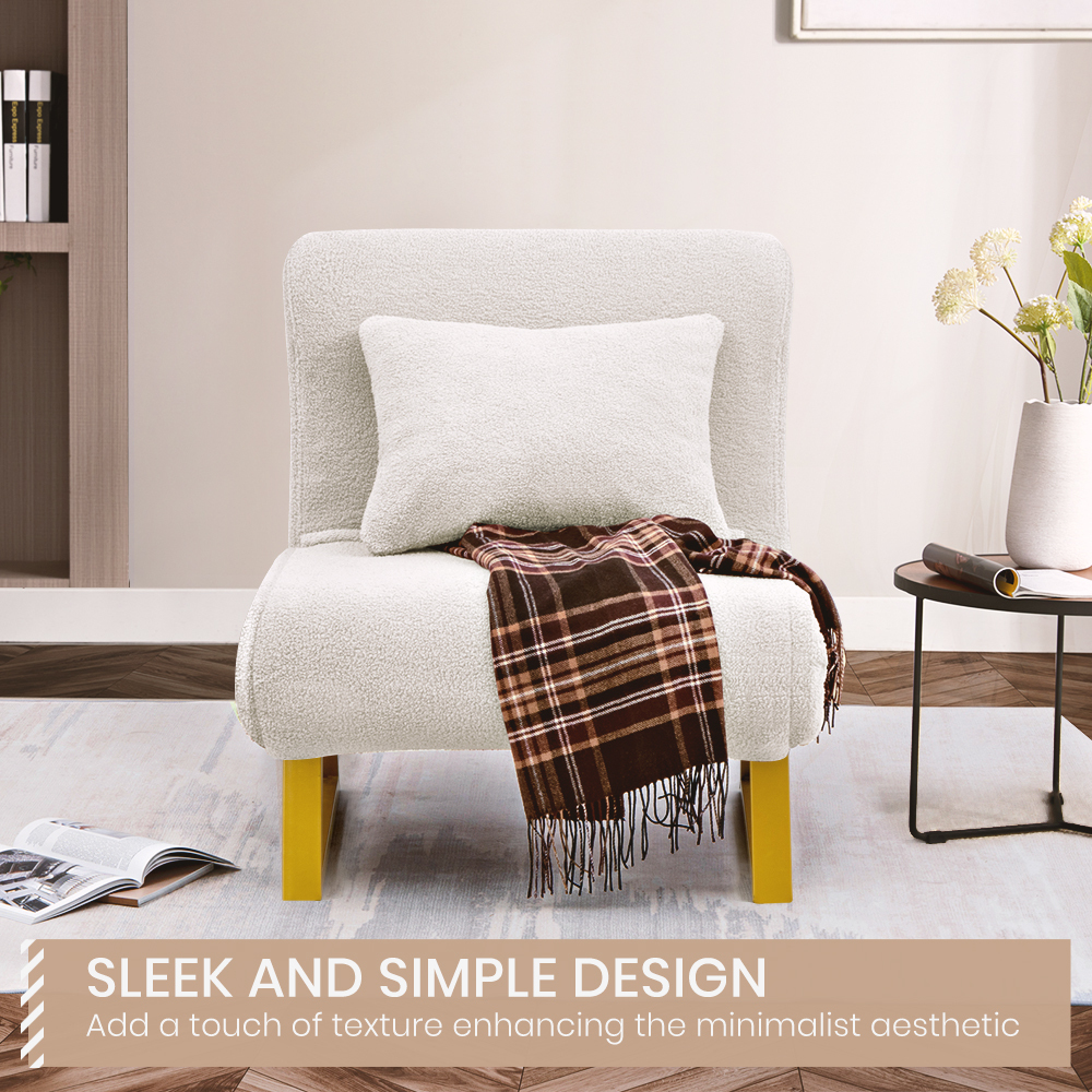 Furb Sofa Bed Lounge Chair Sherpa Fabric Folding Recliner Single/Double Seat - Picture 43 of 99